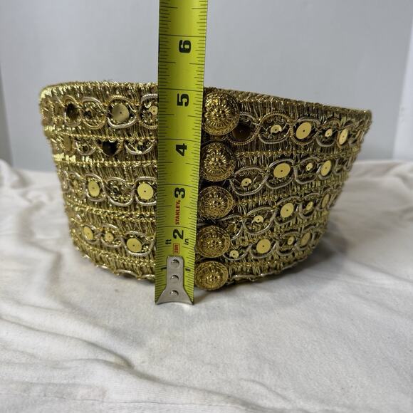 VTG Whittall & Shon Church Derby Pillbox Gold Button Sequins Statement Piece W main image 5